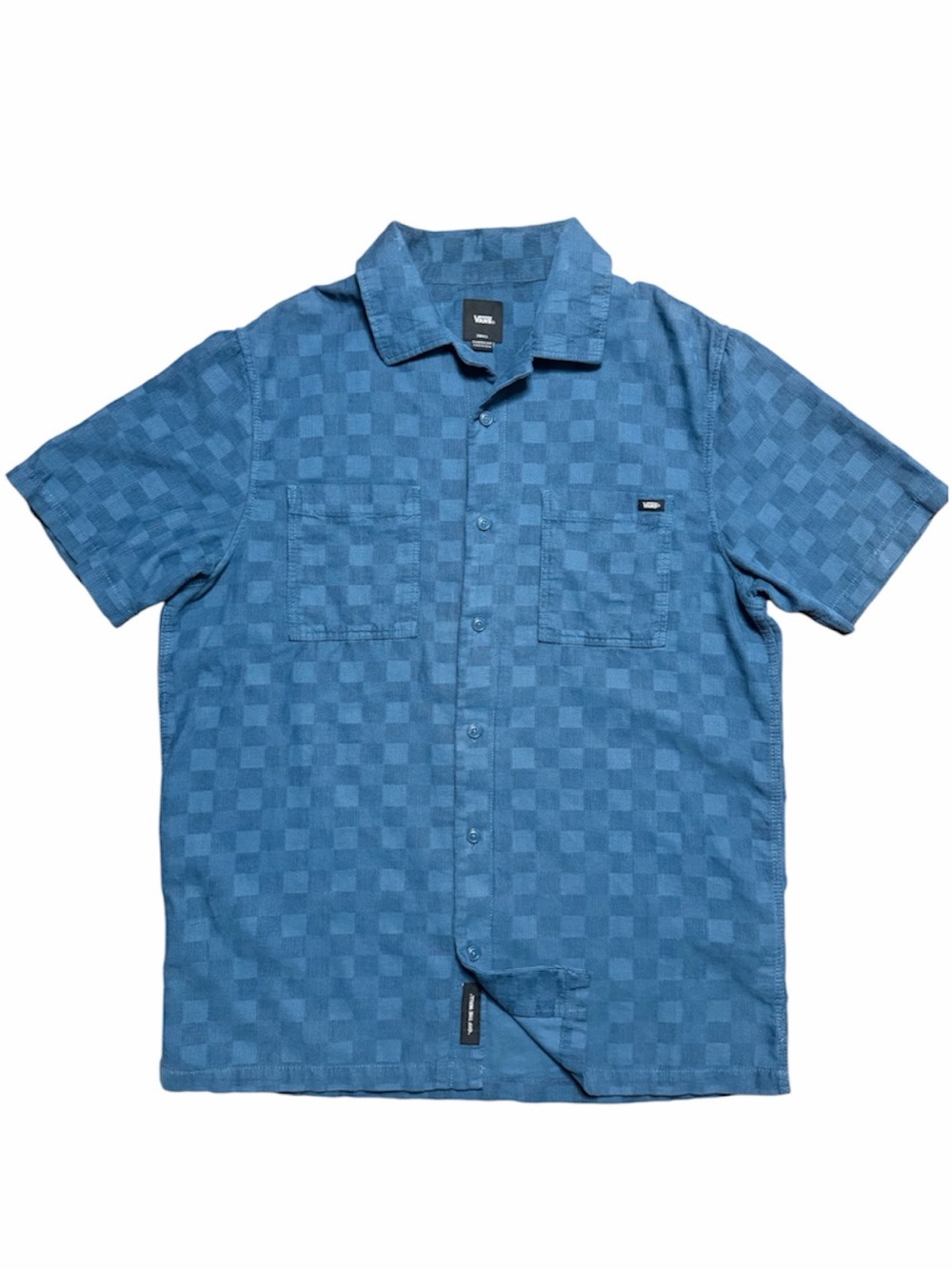 Vans Pavelski Blue Checker Short Sleeve Button-Down Shirt